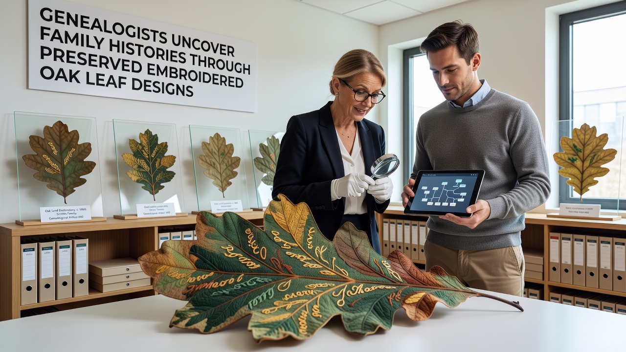 Genealogists Uncover Family Histories Through Preserved Embroidered Oak Leaf Designs